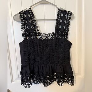 Forever 21 Black Crochet Peplum Tank Top